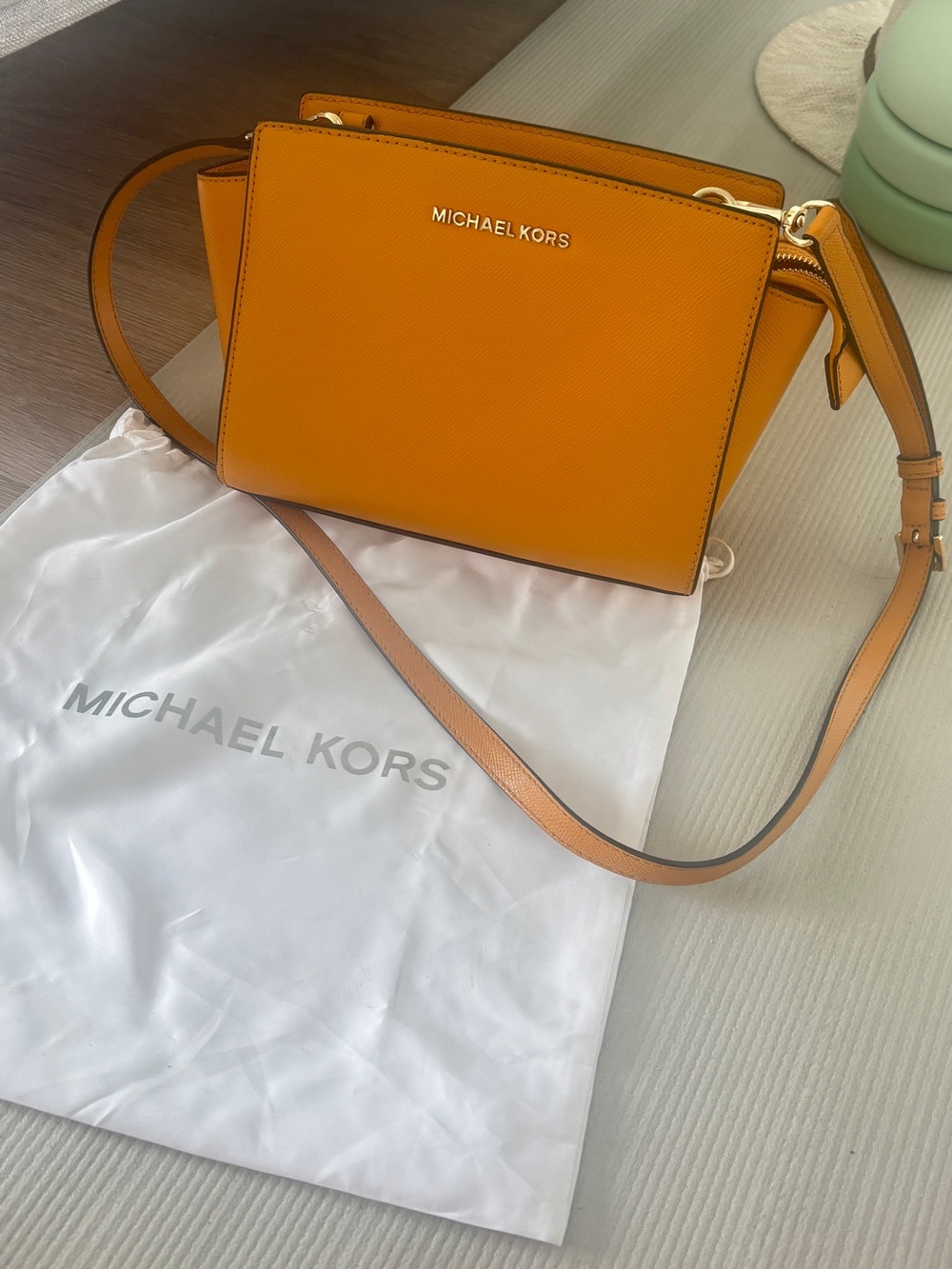 Michael Kors Yellow Saffiano Leather Crossbody